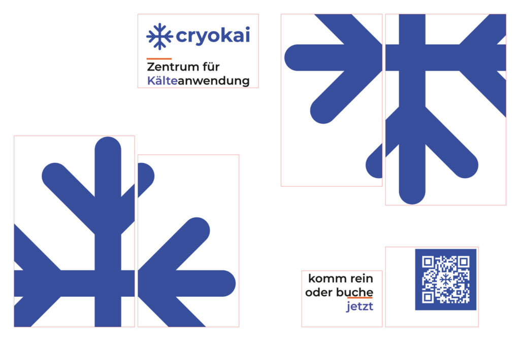 Plotdatei der Folienelemente: Schneeflocken-Segmente, Logo, Claim und QR-Code